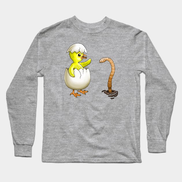 Chicken and Earthworm Long Sleeve T-Shirt by Restarter